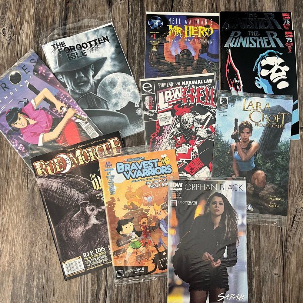 Lot of Comic Books Neil Gaiman Punisher Lara Croft ~ Most Never Open or Read ~